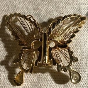 Vintage Gold-tone filigree Butterfly brooch.